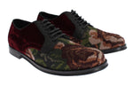 Scarpe eleganti Caiman in velluto ricamato Dolce&Gabbana Bordeaux-EU41-US8