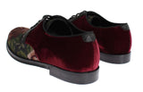 Scarpe eleganti Caiman in velluto ricamato Dolce&Gabbana Bordeaux-EU41-US8