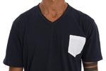 T-Shirt girocollo in cotone blu di Daniele Alessandrini - Taglia XL