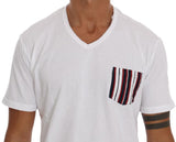 T-Shirt con scollo a V in cotone bianco Daniele Alessandrini - XL