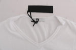 T-Shirt con scollo a V in cotone bianco Daniele Alessandrini - XL