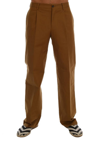 Pantaloni in cotone elasticizzato marrone Dolce & Gabbana - IT50-L