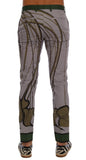 Pantaloni in cotone stampa foglie grigie Dolce & Gabbana - IT46-S