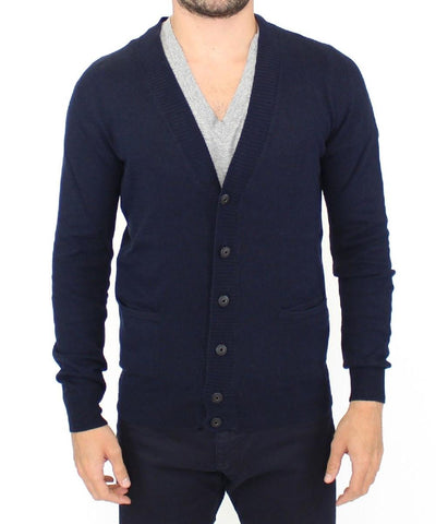 Pullover Cardigan in lana e cashmere blu scuro Scervino-IT52-L