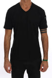 T-Shirt con scollo a V in cotone nero Daniele Alessandrini - Taglia S