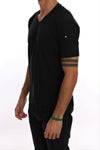 T-Shirt con scollo a V in cotone nero Daniele Alessandrini - Taglia S