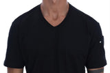 T-Shirt con scollo a V in cotone nero Daniele Alessandrini - Taglia S