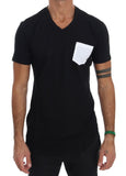 T-Shirt con scollo a V in cotone nero Daniele Alessandrini - Taglia L