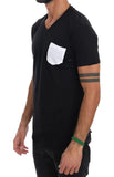 T-Shirt con scollo a V in cotone nero Daniele Alessandrini - Taglia L