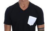 T-Shirt con scollo a V in cotone nero Daniele Alessandrini - Taglia L