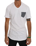 T-Shirt con scollo a V in cotone bianco Daniele Alessandrini - L