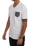 T-Shirt con scollo a V in cotone bianco Daniele Alessandrini - L