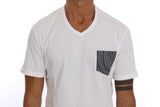 T-Shirt con scollo a V in cotone bianco Daniele Alessandrini - L