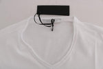 T-Shirt con scollo a V in cotone bianco Daniele Alessandrini - L