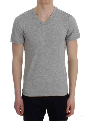 T-shirt con scollo a V elasticizzata modale grigio Ermanno Scervino-IT48-M