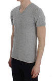 T-shirt con scollo a V elasticizzata modale grigio Ermanno Scervino-IT48-M