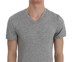 T-shirt con scollo a V elasticizzata modale grigio Ermanno Scervino-IT48-M