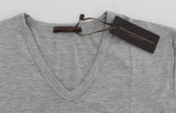 T-shirt con scollo a V elasticizzata modale grigio Ermanno Scervino-IT48-M