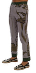 Pantaloni in cotone stampa foglie grigie Dolce & Gabbana - IT48-M