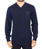 Pullover scollo a V in misto lana blu Scervino Ermanno-IT48-M