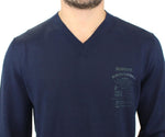 Pullover scollo a V in misto lana blu Scervino Ermanno-IT48-M