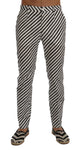 Pantaloni slim fit cotone bianco e nero con stampa Dolce&Gabbana-IT44-XS