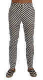 Pantaloni slim fit cotone bianco e nero con stampa Dolce&Gabbana-IT44-XS