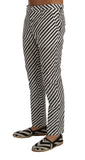 Pantaloni slim fit cotone bianco e nero con stampa Dolce&Gabbana-IT44-XS