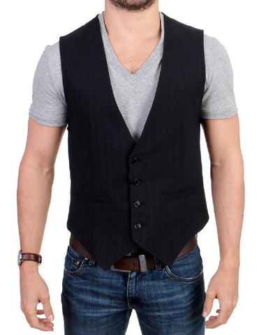 Gilet casual nazionale in cotone a righe nero - Taglia IT48-M