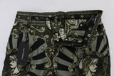 Pantaloni eleganti di seta stampa carretto verde Dolce&Gabbana-IT50-L