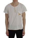 T-shirt Ermanno Scervino White Cotton Henley Beachwear - Taglia IT48-M