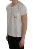 T-shirt Ermanno Scervino White Cotton Henley Beachwear - Taglia IT48-M