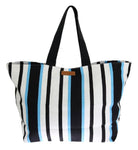 Shopping bag in cotone bianco e blu con stampa Dolce & Gabbana