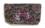 Pochette in cristallo pizzo grigio floreale Dolce & Gabbana