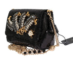 Pochette con paillettes in cristallo nero Dolce & Gabbana