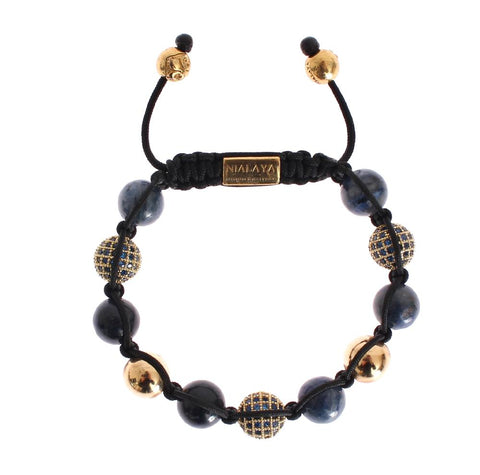 Bracciale Nialaya Blue CZ Coral Gold 925 - Taglia M