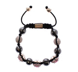 Nialaya Ematite rosa chiaro CZ 925 Bracciale in argento - Taglia S