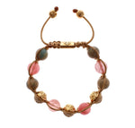 Nialaya Cherry Quartz Opal CZ 18K Bracciale in oro giallo 925 - S