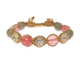 Nialaya Cherry Quartz Opal CZ 18K Bracciale in oro giallo 925 - S