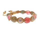 Nialaya Cherry Quartz Opal CZ 18K Bracciale in oro giallo 925 - S