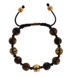 Nialaya CZ Brown Tigers Eye Bracciale in argento 925 - Taglia L