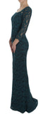 Abito Maxi Ball aderente in pizzo blu floreale Dolce & Gabbana-IT40-S