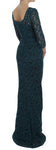 Abito Maxi Ball aderente in pizzo blu floreale Dolce & Gabbana-IT40-S