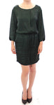 Armani Green Zig Zag Logo 3/4 Sleeve Dress - Taglia IT40