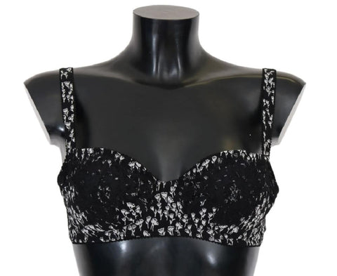 Reggiseno in pizzo con pizzo bianco in seta nera Dolce & Gabbana-IT3-M