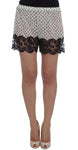 Shorts Sleepwear in seta con pizzo floreale bianco e nero Dolce&Gabbana-XS