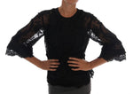 Top in seta con taglio floreale e pizzo nero Dolce & Gabbana - IT36-XS