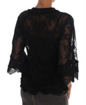 Top in seta con taglio floreale e pizzo nero Dolce & Gabbana - IT36-XS