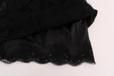 Top in seta con taglio floreale e pizzo nero Dolce & Gabbana - IT36-XS