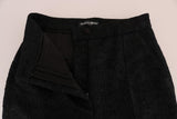 Pantaloni a vita alta in broccato floreale nero Dolce & Gabbana-IT40-S